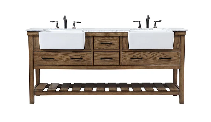 Elegant 72 In. Double Bathroom Vanity in Driftwood VF60172DDW