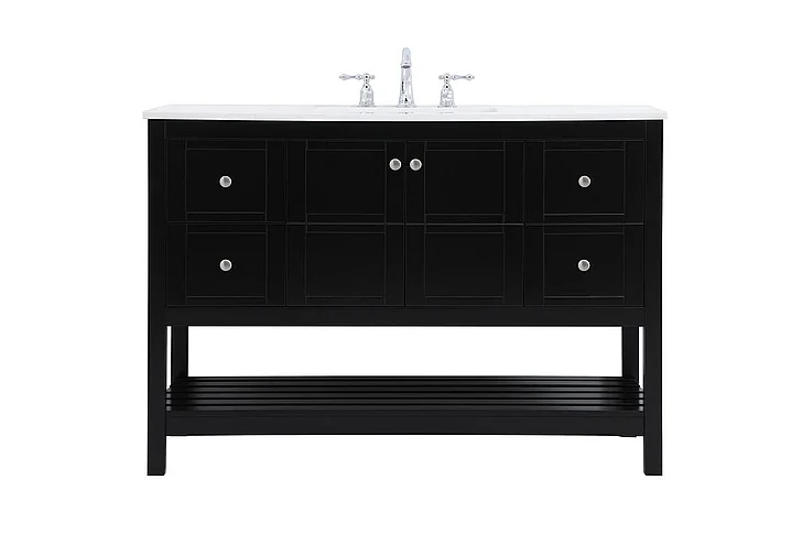 Elegant 48 In. Single Bathroom Vanity in Black VF16448BK
