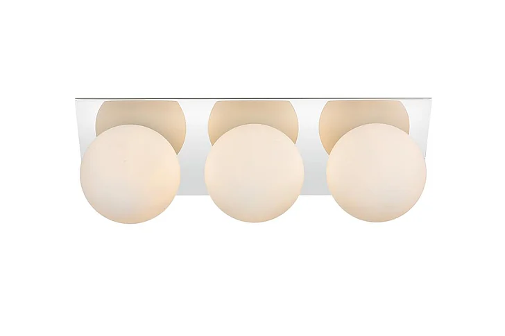 Elegant Jillian 3 Light Chrome and Frosted White Bath Sconce LD7304W22CH CLOSEOUT