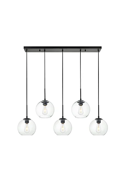 Elegant Baxter 5 Lights Black Pendant with Clear Glass LD2228BK