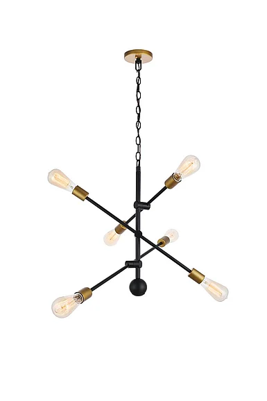 Elegant Axel 6 Lights Black Pendant LD8006D29BK