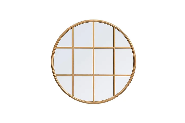 Elegant Metal Windowpane Mirror 28 In. x 28 In. in Brass MR632828BR