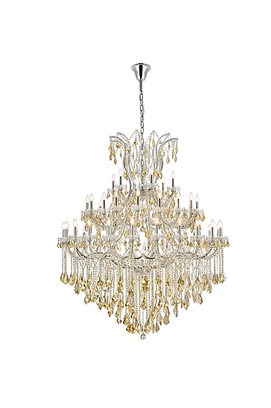 Elegant Maria Theresa 49 Light Chrome Chandelier Golden Teak (Smoky) Royal Cut Crystal 2800G60C-GT/RC