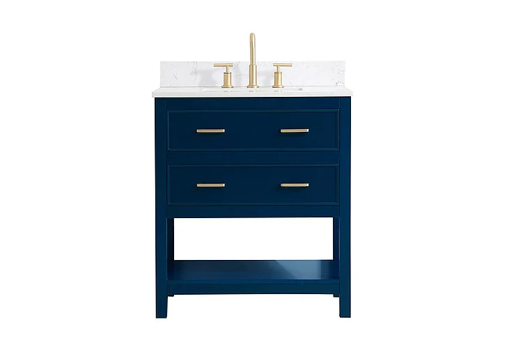 Elegant 30 In. Single Bathroom Vanity in Blue with Backsplash VF19030BL-BS