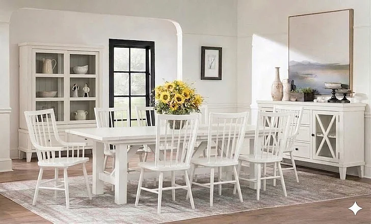 Legacy Classic Trisha Yearwood 6pc Trestle Dining Room Set in Cotton