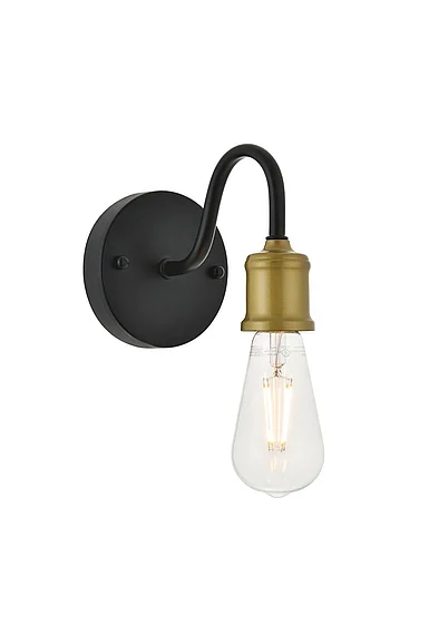 Elegant Serif 1 Light Brass and Black Wall Sconce LD4028W5BRB CLOSEOUT
