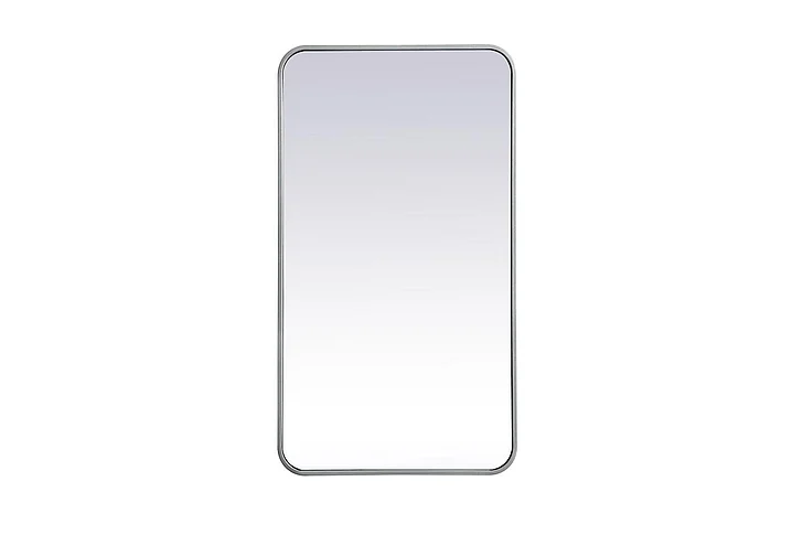 Elegant Soft Corner Metal Rectangular Mirror 20X36 In. in Silver MR802036S