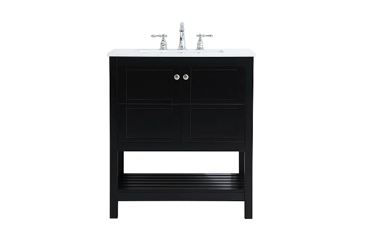 Elegant 30 In. Single Bathroom Vanity in Black VF16430BK