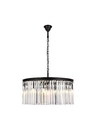 Elegant Sydney 8 Light Matte Black Chandelier Clear Royal Cut Crystal 1208D31MB/RC