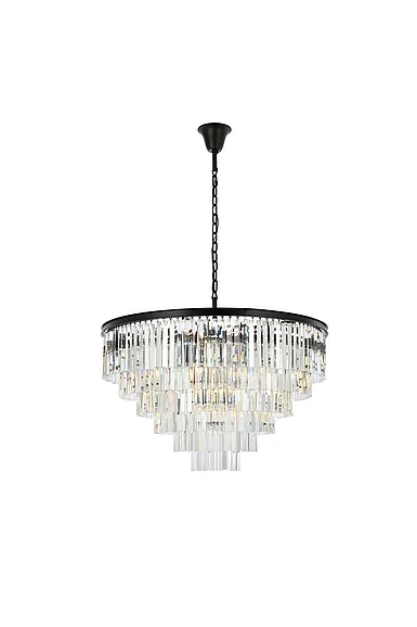 Elegant Sydney 33 Light Matte Black Chandelier Clear Royal Cut Crystal 1201D44MB/RC