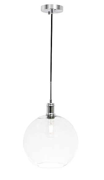 Elegant Emett 1 Light Chrome and Clear Glass Pendant LD6208C
