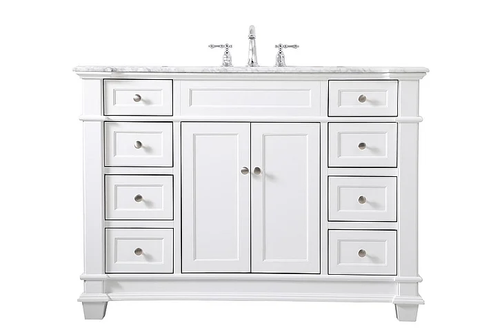 Elegant 48 In. Single Bathroom Vanity Set in White VF50048WH