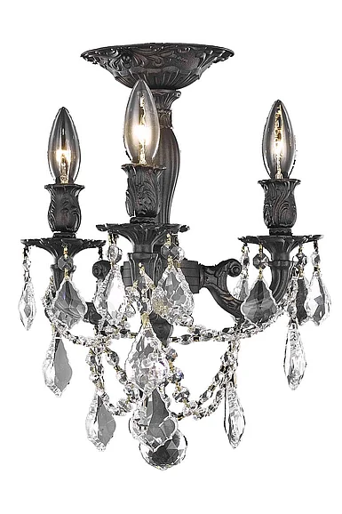 Elegant Rosalia 3 Light Dark Bronze Flush Mount Clear Royal Cut Crystal 9203F13DB/RC