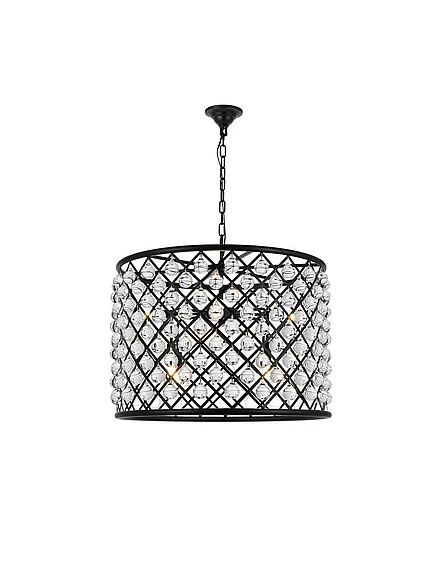 Elegant Madison 8 Light Matte Black Chandelier Clear Royal Cut Crystal 1204D27MB/RC