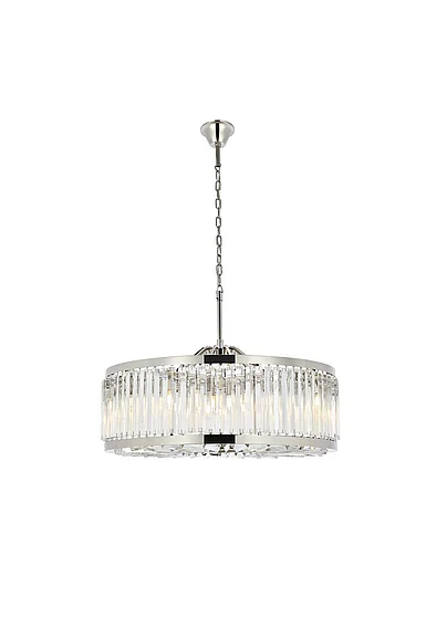 Elegant Chelsea 10 Light Polished Nickel Chandelier Clear Royal Cut Crystal 1203D35PN/RC
