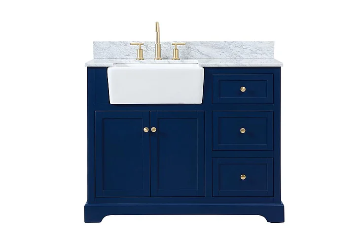 Elegant 42 In. Single Bathroom Vanity in Blue with Backsplash VF60242BL-BS