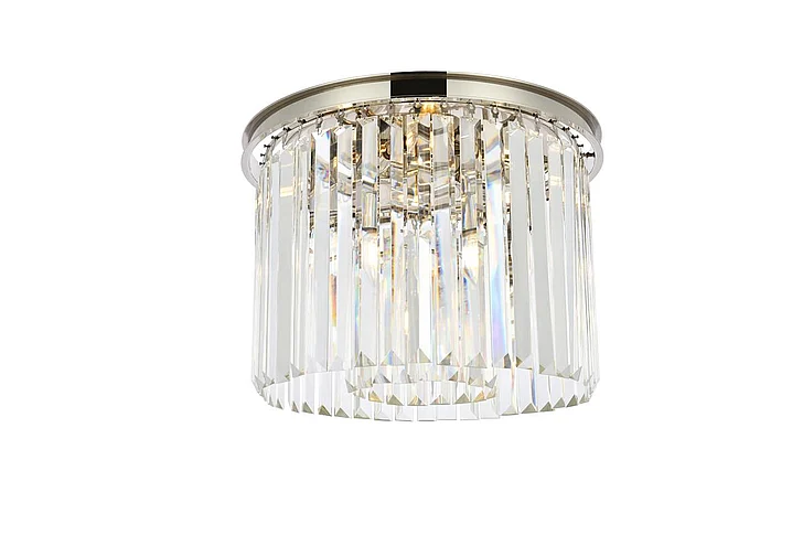 Elegant Sydney 6 Light Polished Nickel Flush Mount Clear Royal Cut Crystal 1238F20PN/RC