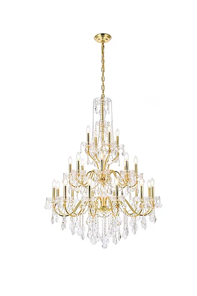 Elegant St. Francis 24 Light Gold Chandelier Clear Royal Cut Crystal V2015G36G/RC