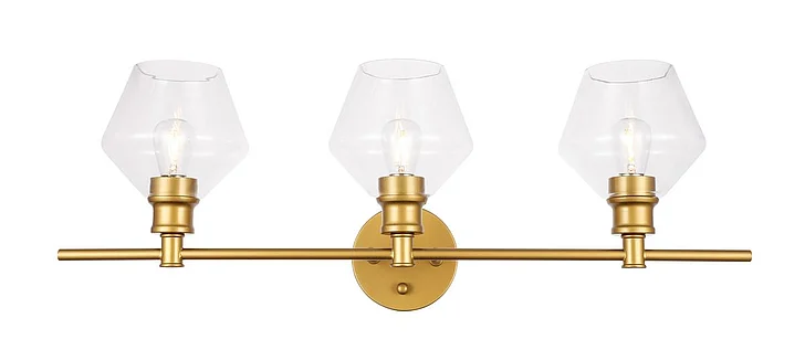 Elegant Gene 3 Light Brass and Clear Glass Wall Sconce LD2316BR