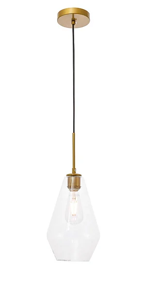 Elegant Gene 1 Light Brass and Clear Glass Pendant LD2260BR