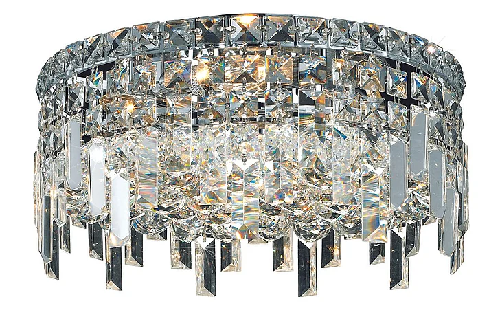 Elegant Maxime 4 Light Chrome Flush Mount Clear Royal Cut Crystal V2031F14C/RC