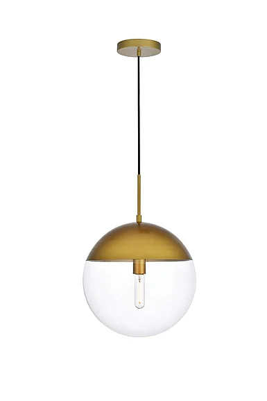 Elegant Eclipse 1 Light Brass Pendant with Clear Glass LD6049BR