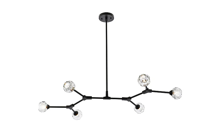 Elegant Zayne 6 Light Pendant in Black 3508D50BK