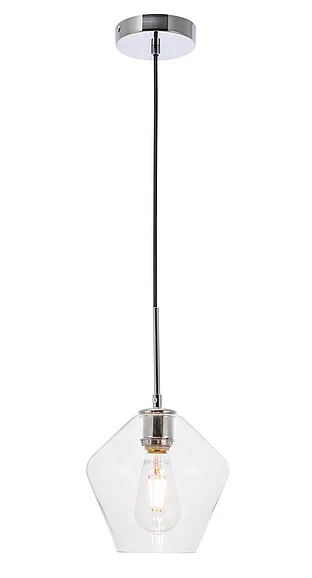 Elegant Gene 1 Light Chrome and Clear Glass Pendant LD2256C
