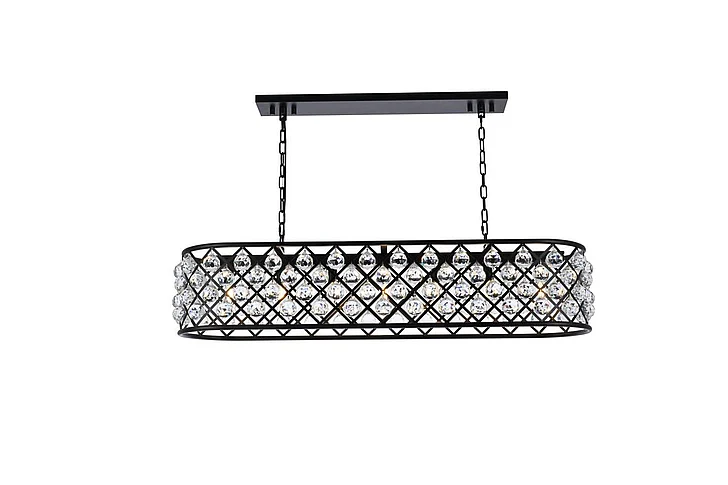 Elegant Madison 7 Light Matte Black Chandelier Clear Royal Cut Crystal 1216G50MB/RC