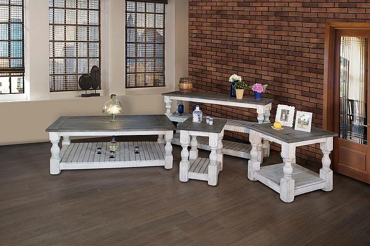 IFD Stone 3pc Occasional Table Set in Antique and Weathered Gray