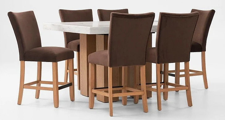 Steve Silver Artemis ('Formerly Known as Camilla') 7pc Square Marble Counter Table Set in White