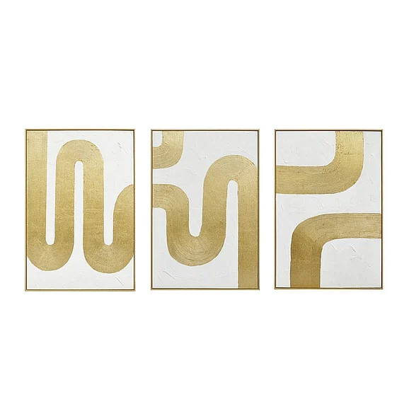HTD Palette Bold Bands Hand Painted Framed Triptych G242-BOLD34-FRM-3