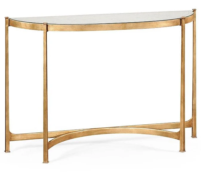 Jonathan Charles Large Demilune Console Table in Gold 494149-G