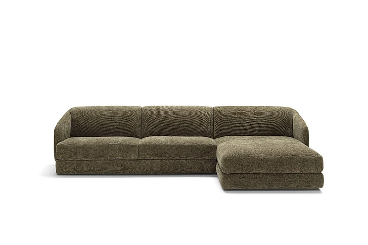 Klaussner Italia Cantico Sleeper Sofa w/ Chaise in Olive Green