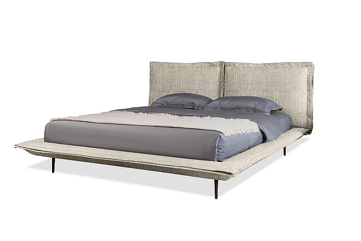 Mobital Flange Upholstered Bed Queen Girogia Gravel Fabric BED-FLAN-GIGR-QUEEN