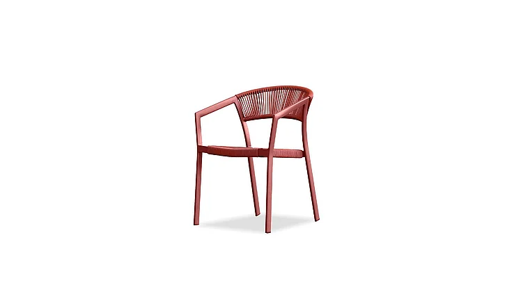 Mobital Soria Dining Arm Chair Ruby Red Poly Rope, (Set of 4) DAR-SORI-RUBY-