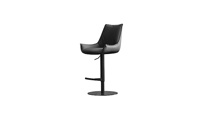 Mobital Giulia Hydraulic Bar Stool Black Leather Black Base DBS-GIUL-BLAC-PCBLA