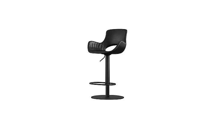 Mobital Karmann Hydraulic Bar Stool Black Leatherette Black Powder Coated Steel Base, DBS-KARM-BLAC-PCBLA