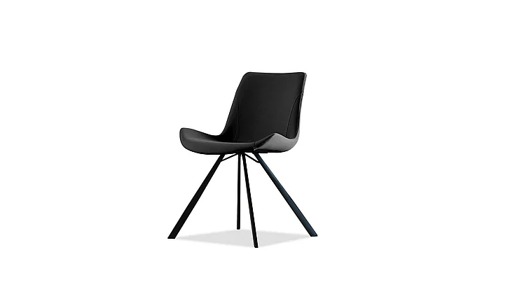 Mobital Billy Dining Chair Pebbled Black Leatherette (Set of 2) DCH-BILL-BLAC-PCBLA