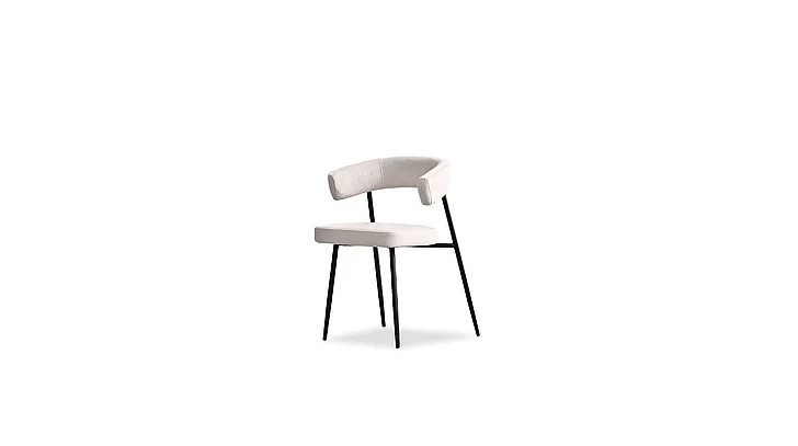 Mobital Cassis Dining Chair Light Ivory Fabric Black Powder Coated Steel Base, (Set of 2) DCH-CASS-IVOR-PCBLA