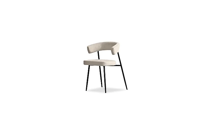 Mobital Cassis Dining Chair Sahara Beige Fabric Black Powder Coated Steel Base, (Set of 2) DCH-CASS-SABE-PCBLA