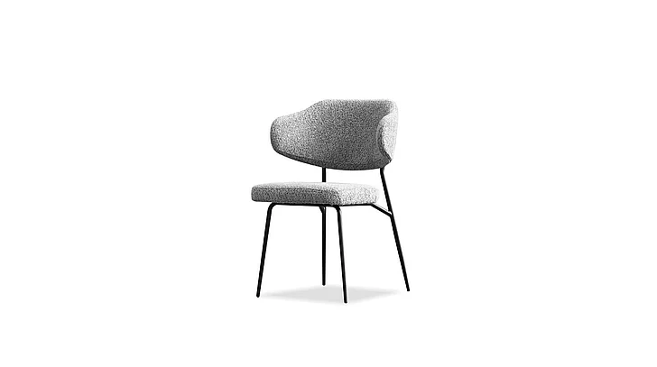 Mobital Clutch Dining Chair Grey Fabric Black Pc Frame DCH-CLUT-GREY-PCBLA