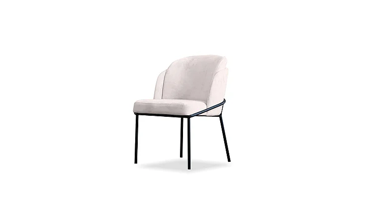 Mobital Wallen Dining Chair Ecru Smooth Velvet DCH-WALL-ECRU-PCBLA