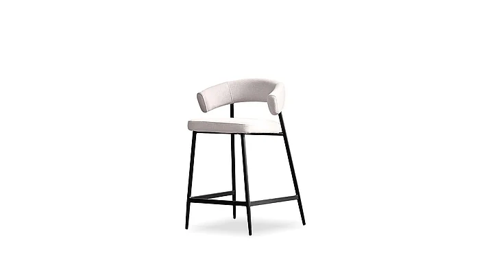 Mobital Cassis Counter Stool Light Ivory Fabric Black Powder Coated Frame, (Set of 2) DCS-CASS-IVOR-PCBLA