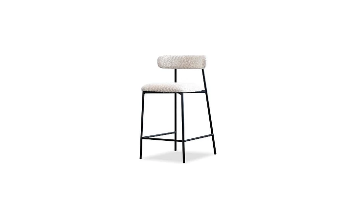 Mobital Cleo Counter Stool Biscuit Beige Fabric Black Pc Frame, (Set of 2) DCS-CLEO-BISB-PCBLA