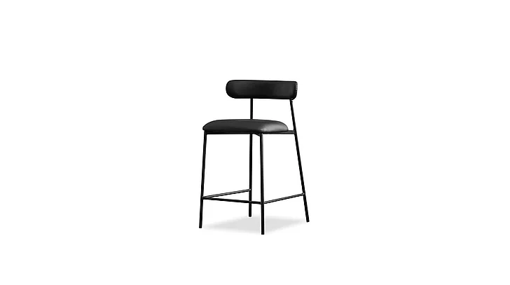 Mobital Cleo Counter Stool Black Leatherette Black Pc Frame, (Set of 2) DCS-CLEO-BLAC-PCBLA