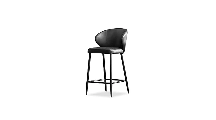 Mobital Stretto Counter Stool Pitch Black Buttery Leather DCS-STRE-BLAC-PCBLA