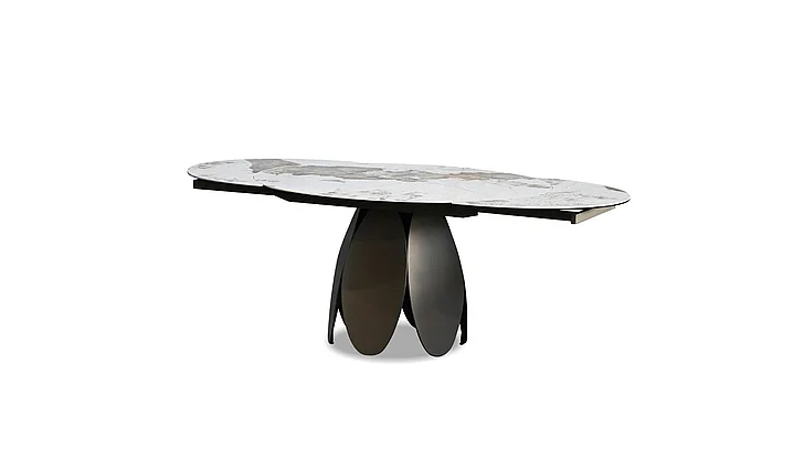 Mobital Forma Round Double Extension Dining Table Magellano Ceramic Top DTA-FORM-MAGE-PCBRO