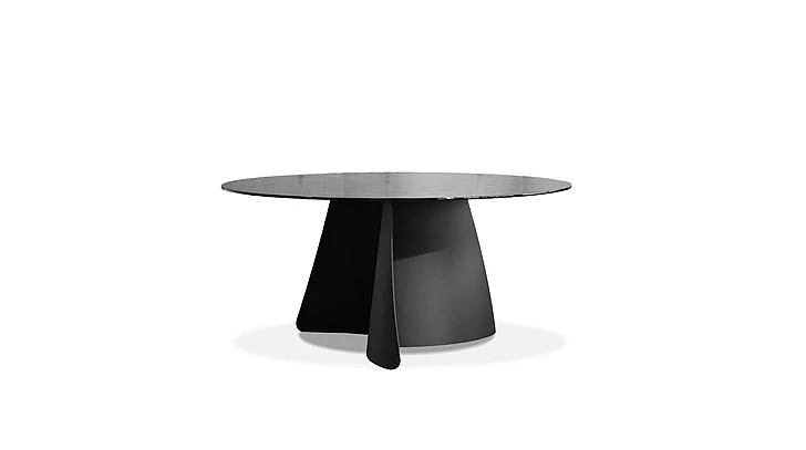 Mobital Orca Round Dining Table Black Melted Glass DTA-ORCA-BLAC-PCBLA