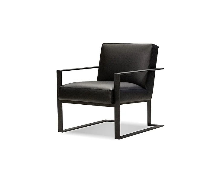 Mobital Motivo Lounge Chair Black Leatherette Black Powder Coated Legs LAR-MOTI-BLAC-PCBLA